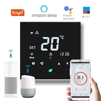  Умный комнатный термостат с Wi-Fi для системы вентиляторной катушки Google Assistant и Amazon
