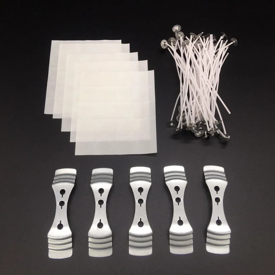 
In Stock Pre tabbed Paraffin Wax Coated Cotton Candle Wick, Wick Sustainer/Holder/Centering Device Accessory for Candle Making 