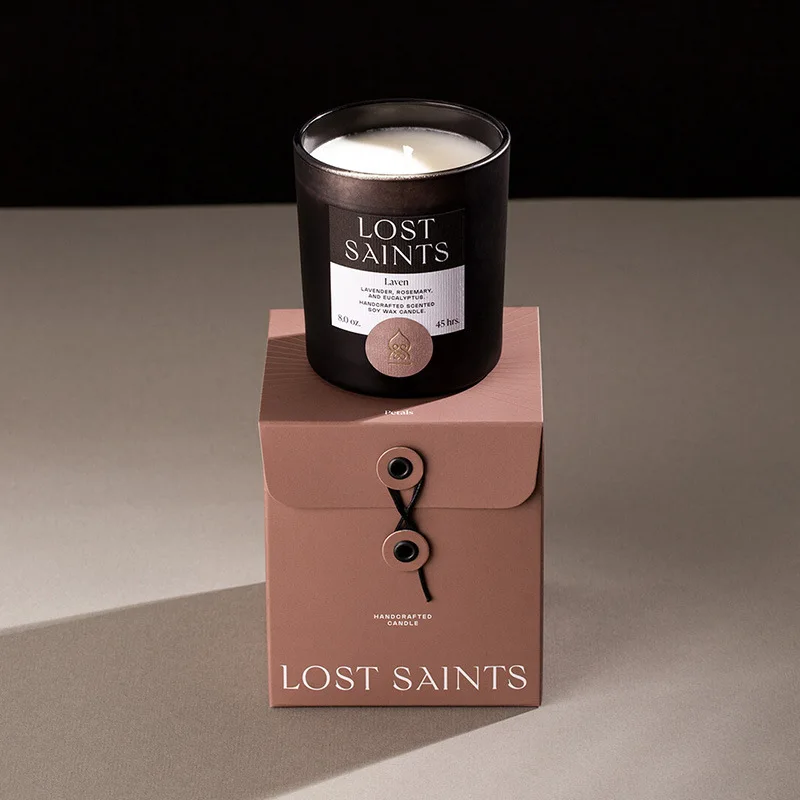 recycled custom design candle box packaging with logo for business wholesale cardboard foldable candle paper packaging