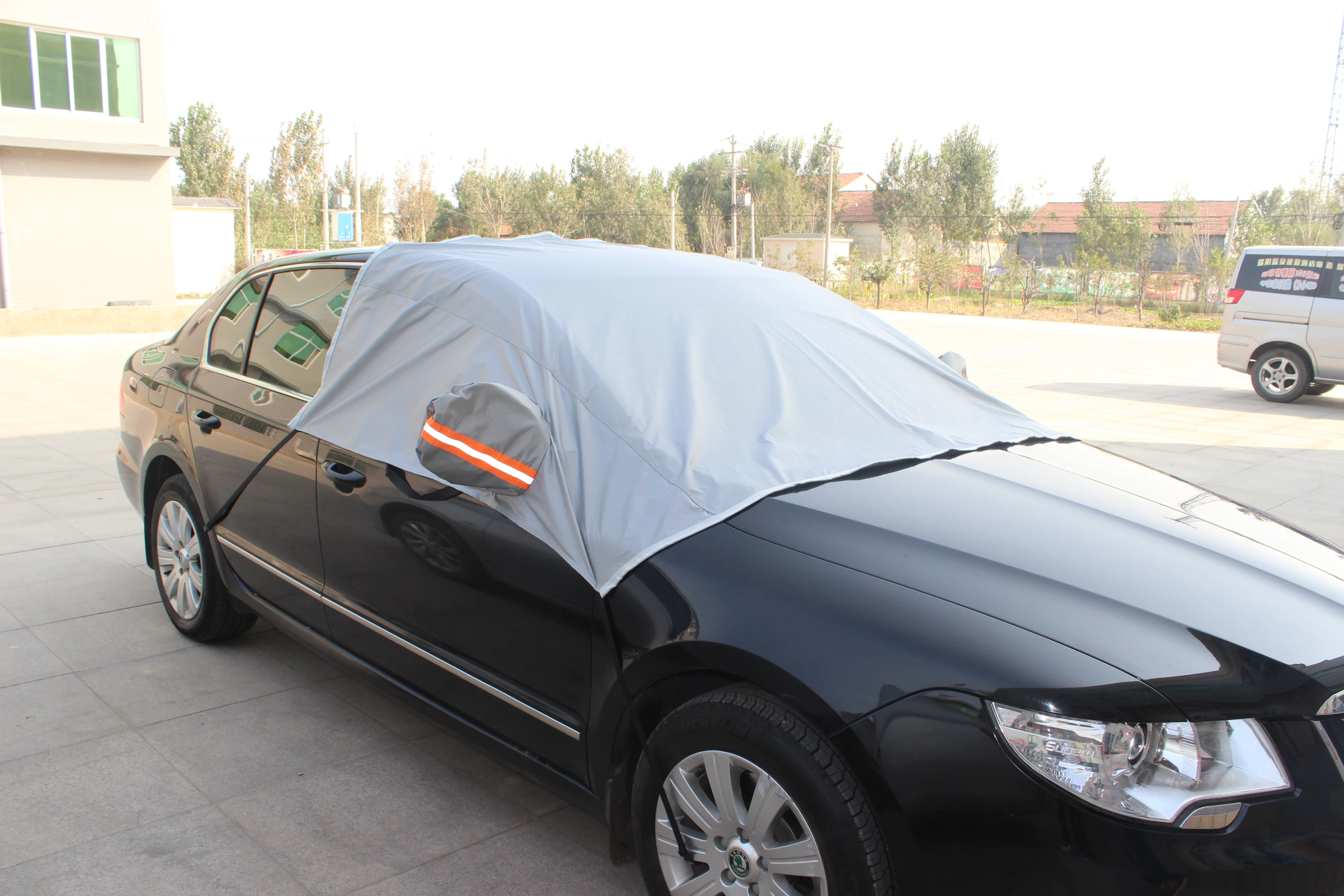 Outdoor Printing Half Car Cover Waterproof Sun proof Super Soft Car Cover With Cotton