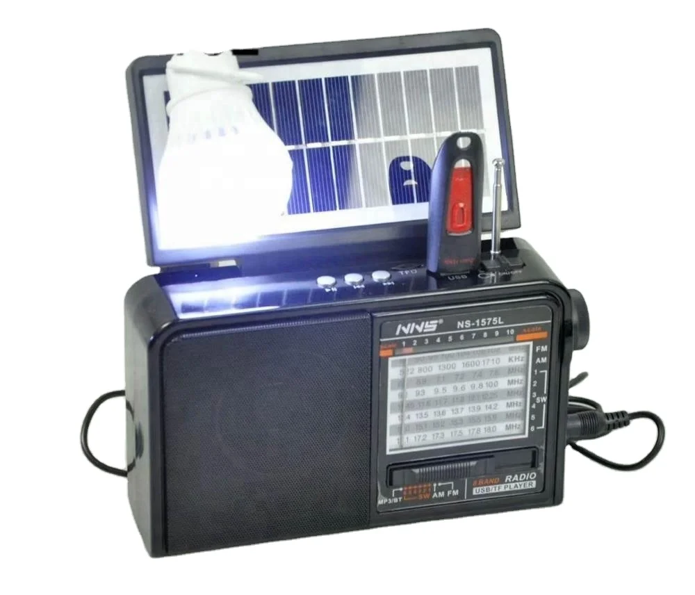 NS-1575L Multifunctional epica wind up rsdo solar emergency weather solaree solar light con dinamo radio with built in battery
