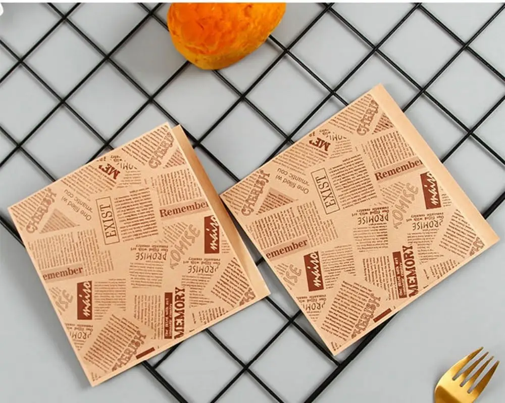 Custom L-Shaped Opening Food Grade Ready-to-Wrap Sandwich Baking Oil-Proof Packaging Triangle Paper Bag with Your Logo