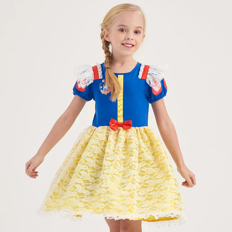 Disney Princess White Dress TV & Movie Costumes Girls Clothing Children Performance Wear Birthday Party Outfit