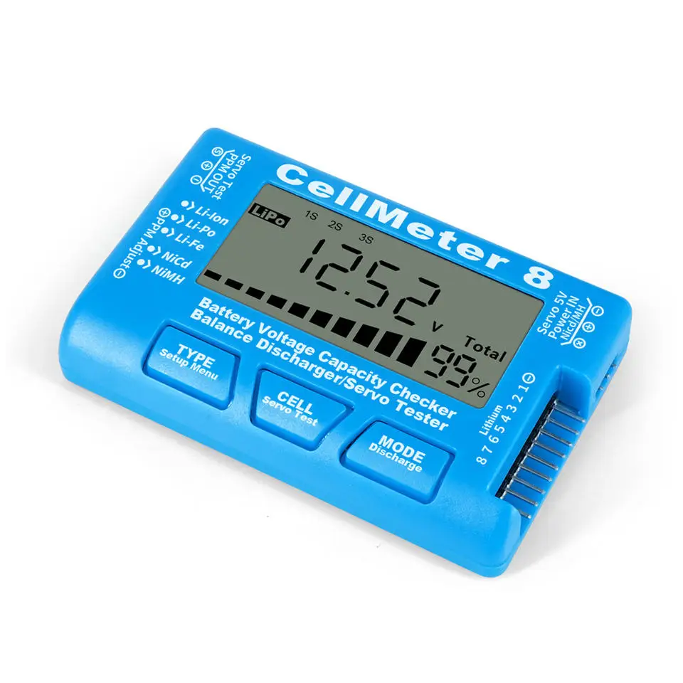 LCD Digital Battery Capacity Checker CellMeter RC CellMeter7/CellMeter8 2-8S 4-8S Servo LiPo Li-lon NiMH Battery Tester