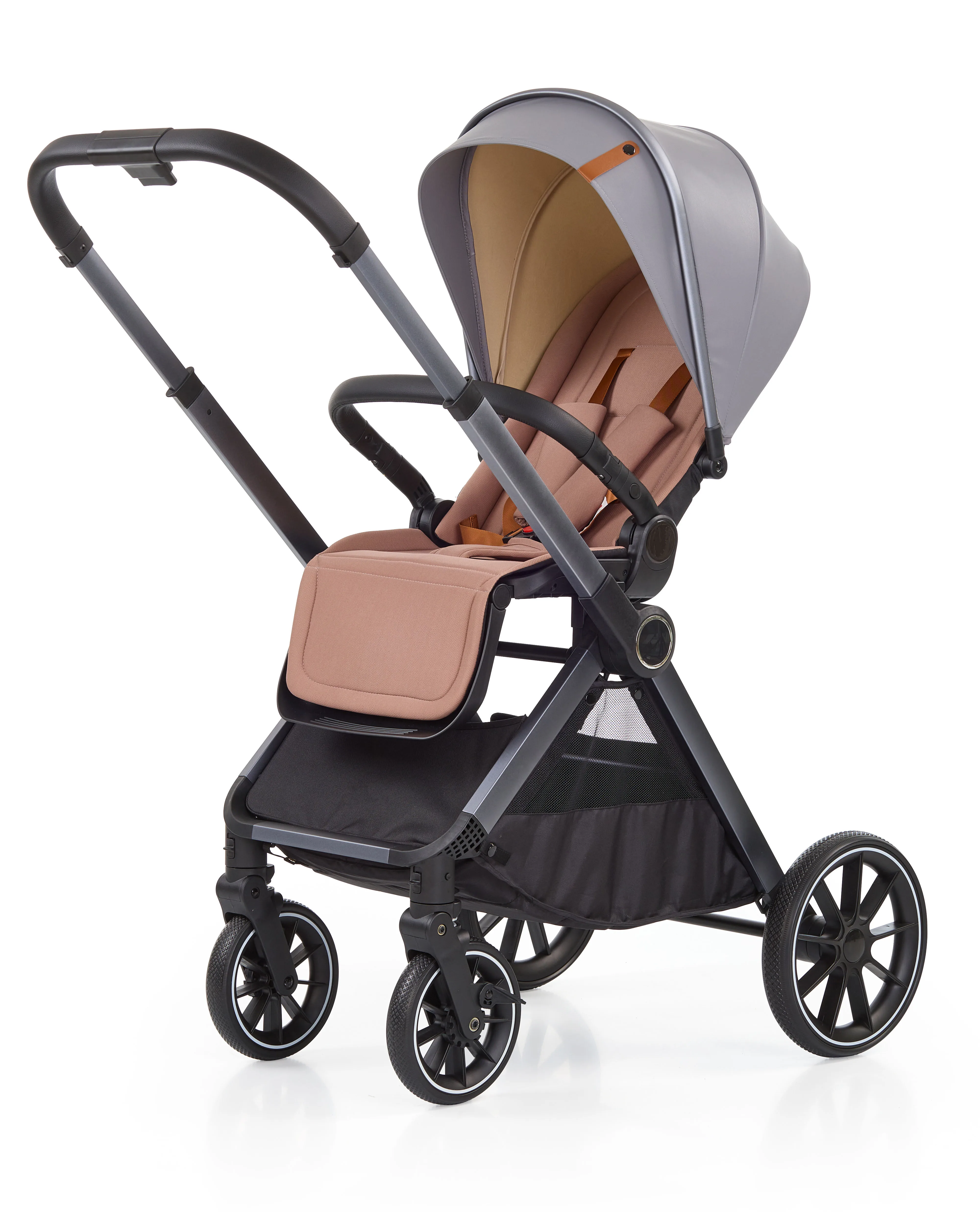 Chinese wholesale Height quality Aluminum frame EN1888 Leather Travel Luxury Foofoo baby stroller 2 in 1