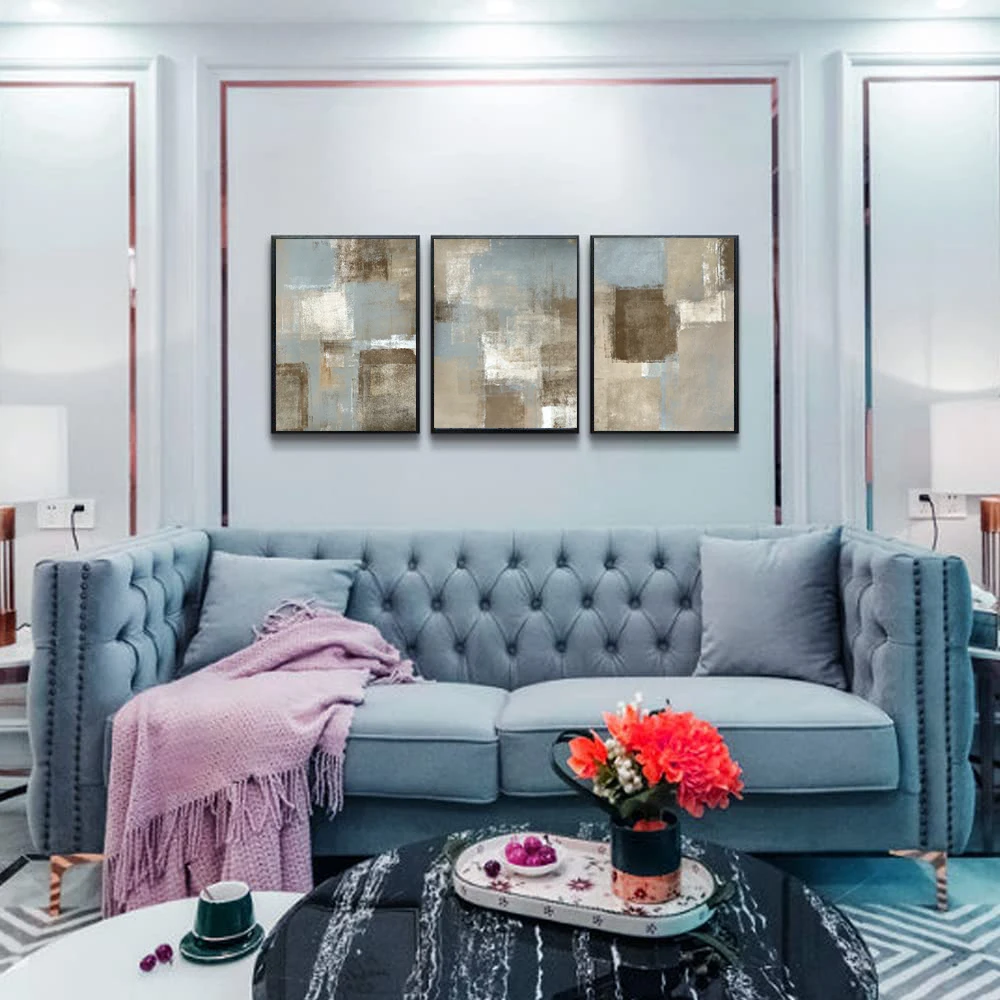 3Panel Custom Canvas Prints with Frame Abstract Pictures Wall Arts Painting for Living Room