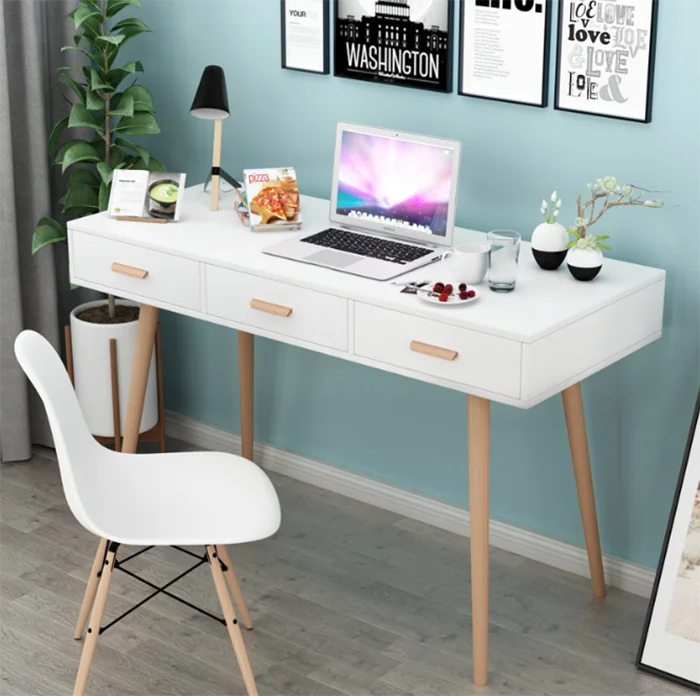 Latest office furniture laptop table designs modern low price computer desk wooden study table with 3 drawers