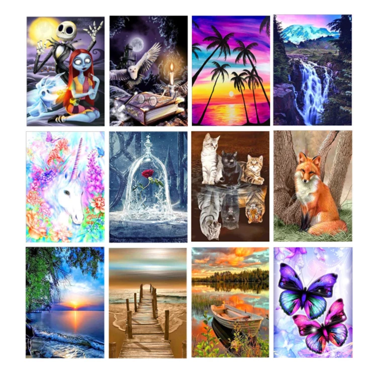 Factory Decor Diamond Paintings DIY Animal Landscape Wall Painting Canvas with Diamond Mosaic