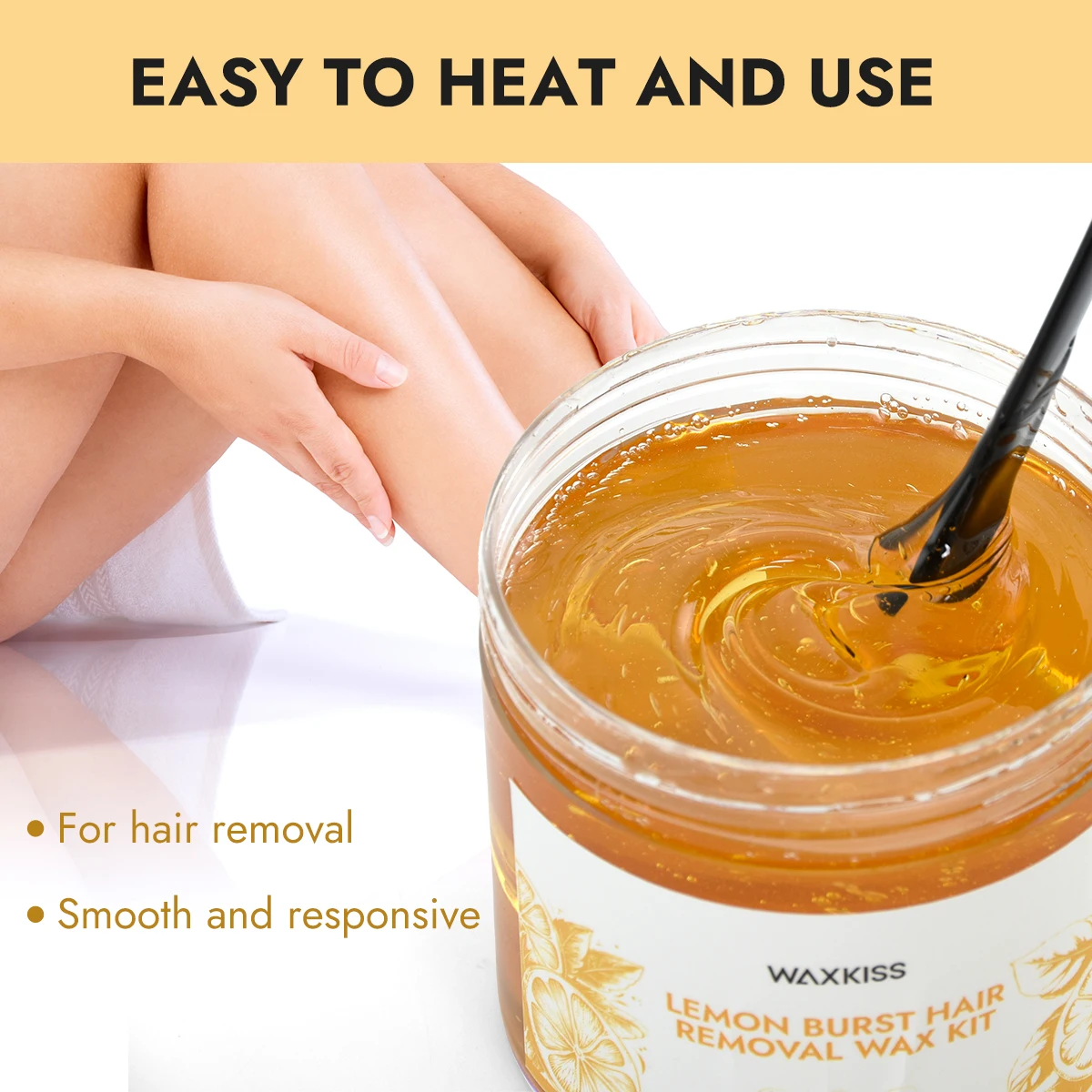 Waxkiss 300g Lemon Burst Hair Removal Wax Kit 100% Natural Lemon Juice Sugar Paste Wax Kit For Face Body Hair Removal