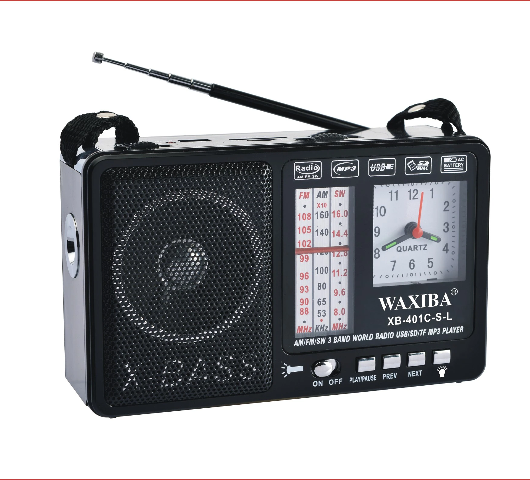 Классические часы радио XB-401C-S-L Солнечный Всемирный приемник с Фонарь FM AM Портативный multibandas радио