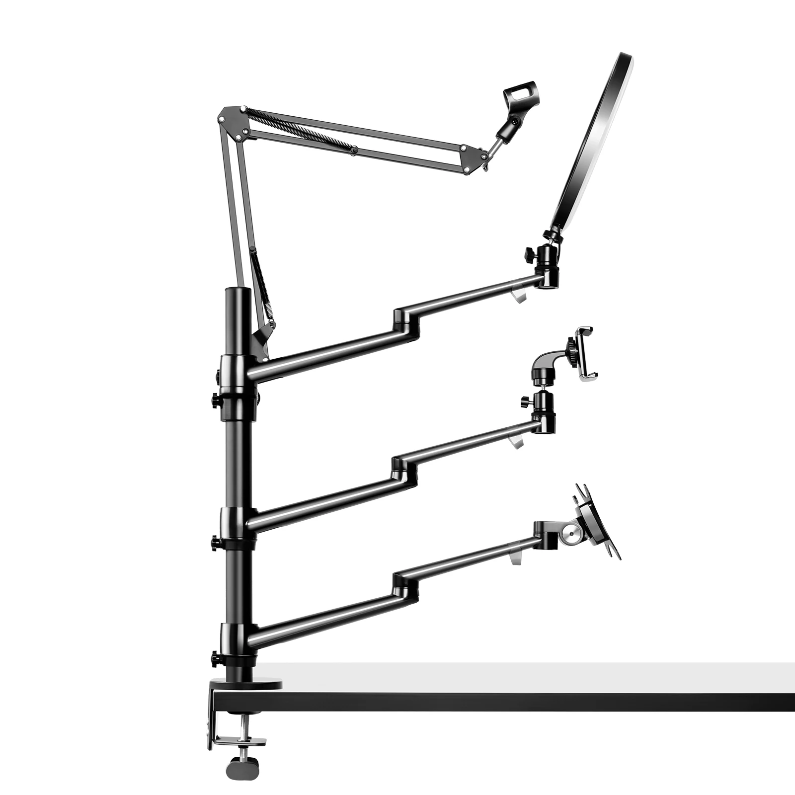 New Coming Flexible Adjustable Studio Microphone Mic Laptop Cell Phone 4 Arms Stand For Live Streaming