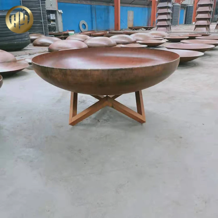 Rusty Treatment Round Metal Simple Modern Heating Fire Bowl Pit