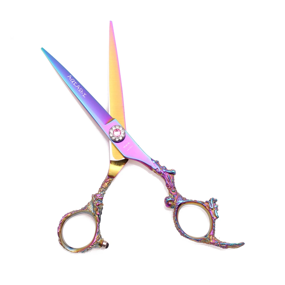 Высококачественные Парикмахерские ножницы 5,5 дюйма 6 дюймов AQIABI JP стальные ножницы для стрижки волос ножницы для филировки красочные A9005
