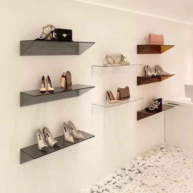 Factory customized acrylic wall shoes store display rack