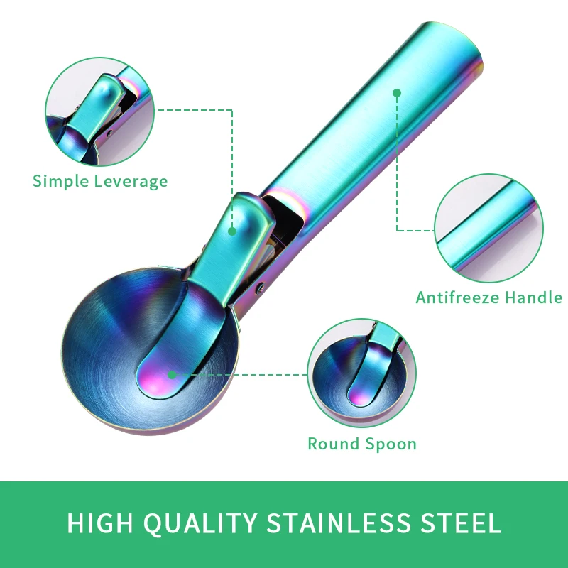 Полные размеры удобные и морозоустойчивые ложки с длинной ручкой столовая ложка для мороженого Нержавеющая сталь мороженое триггер совок