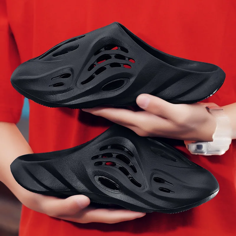 New Design Outdoor Summer Pure Color Hole Rubber Beach Sandals Shoes for Men and Women  wholesale_flip_flops