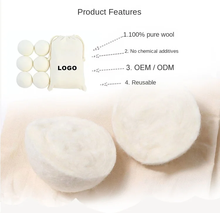 Laundry Chemical Free, Unscented, Laundry Balls Dryer XL Handmade Organic Wool Dryer Balls