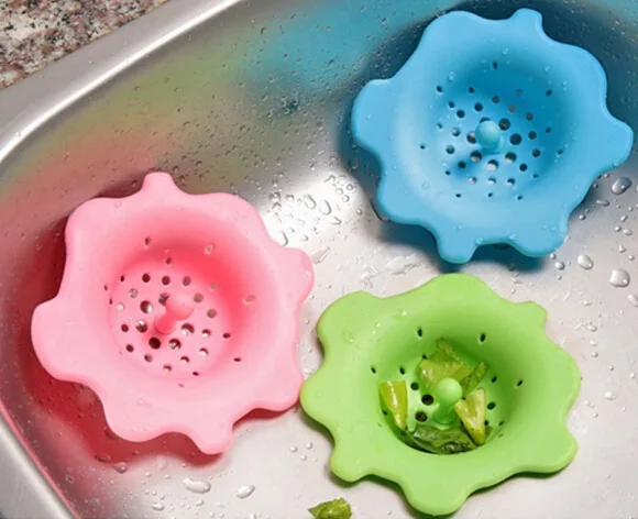 Colorful silicone kitchen sink bathroom sewer shower drain hair strainer filter