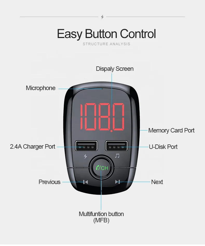 AGETUNR T50 2023 BT 5.0 Wireless Adapter FM Transmitter Audio Dual USB Car Charger Car MP3 Player New