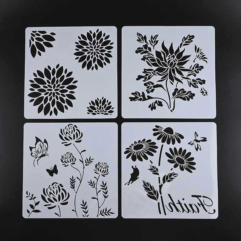 Custom Only Alphabet Flower Grass Leaf Butterfly Animal Set Diy Kids Plastic Drawing Stencil