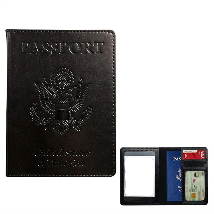 Mix 8 Colors USA PU Leather Passport Holder Custom in ID Card Holders Card 4 Slot Passport Cover