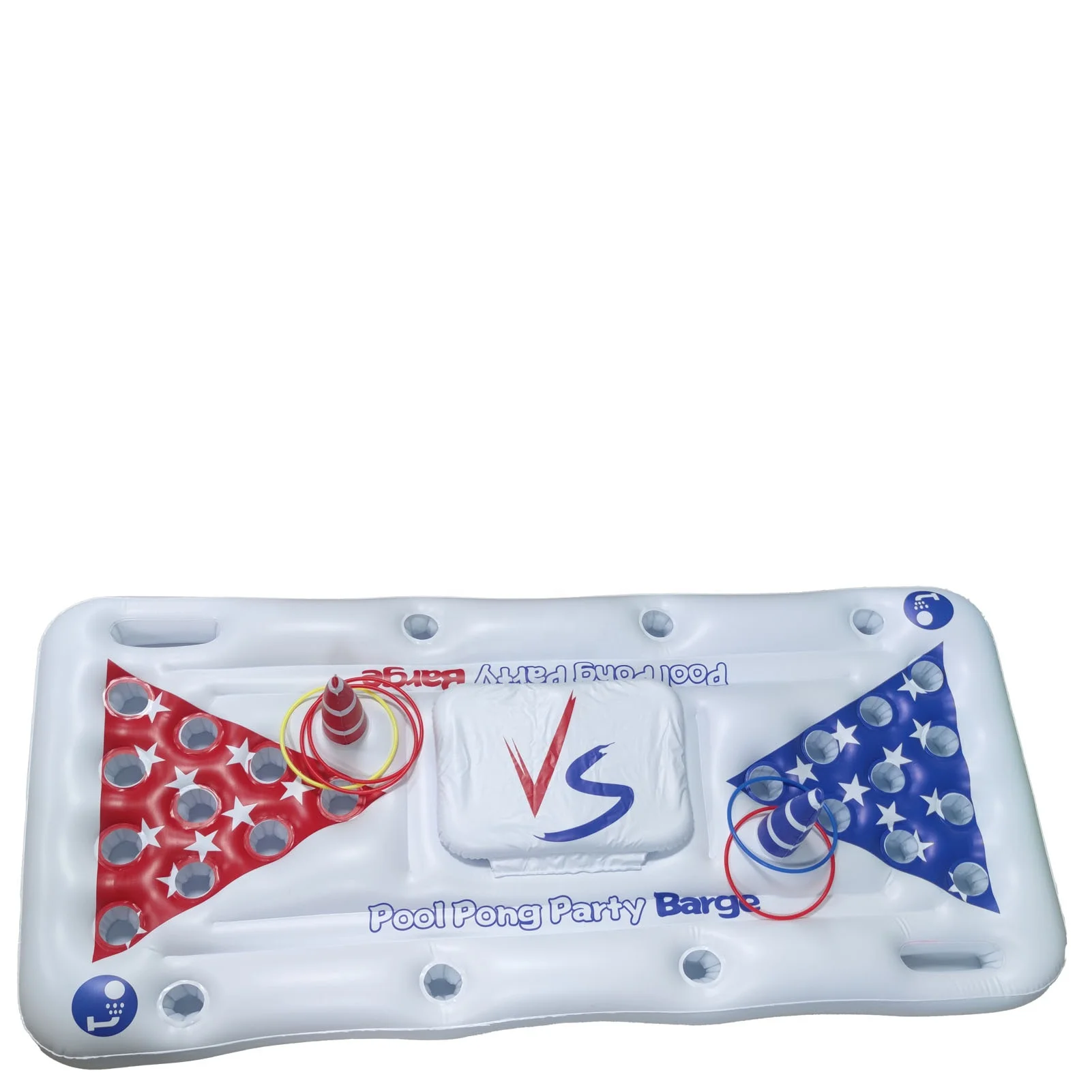 Inflatable Pool Party Barge Floating Water  Float with Ice Box & Toss Ring