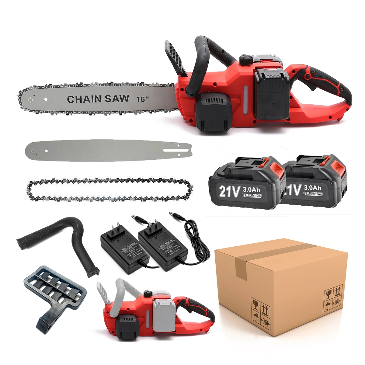 16inch with 2 Batteries steel chain saw chainsaws professional chainsaw trencher pole saw pole chainsaw