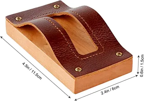 Leather Wood Business Card Holder Desktop Name Card Display Stands Wooden Card Holder Decorative