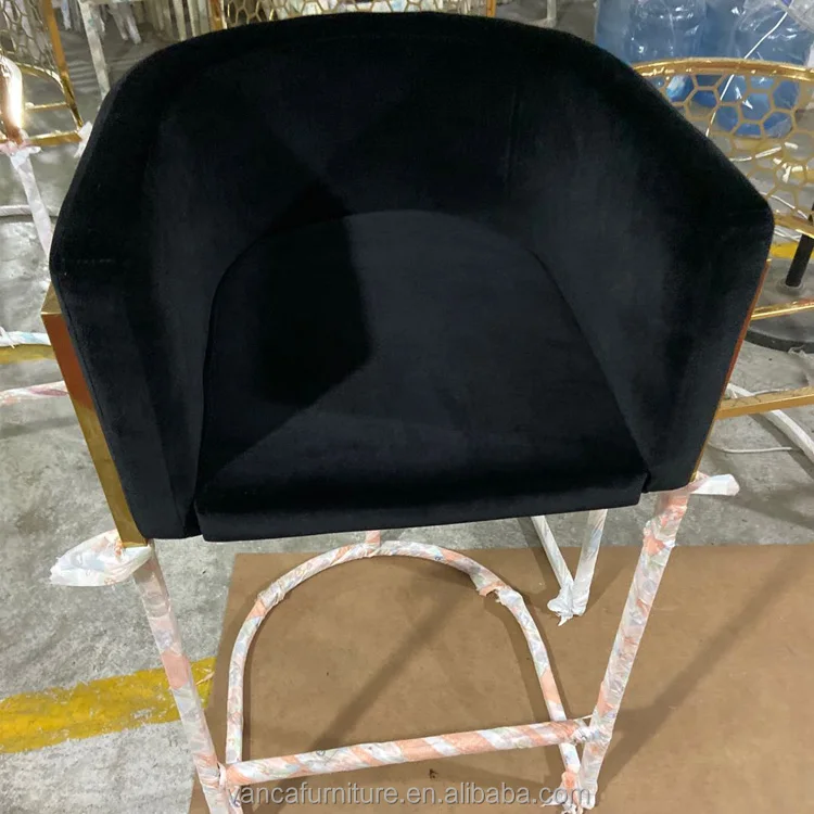 Новое поступление высокий барный стул с сотовой спинкой и удобным бархатным подлокотником стул-стойка для гостиной Лидер продаж