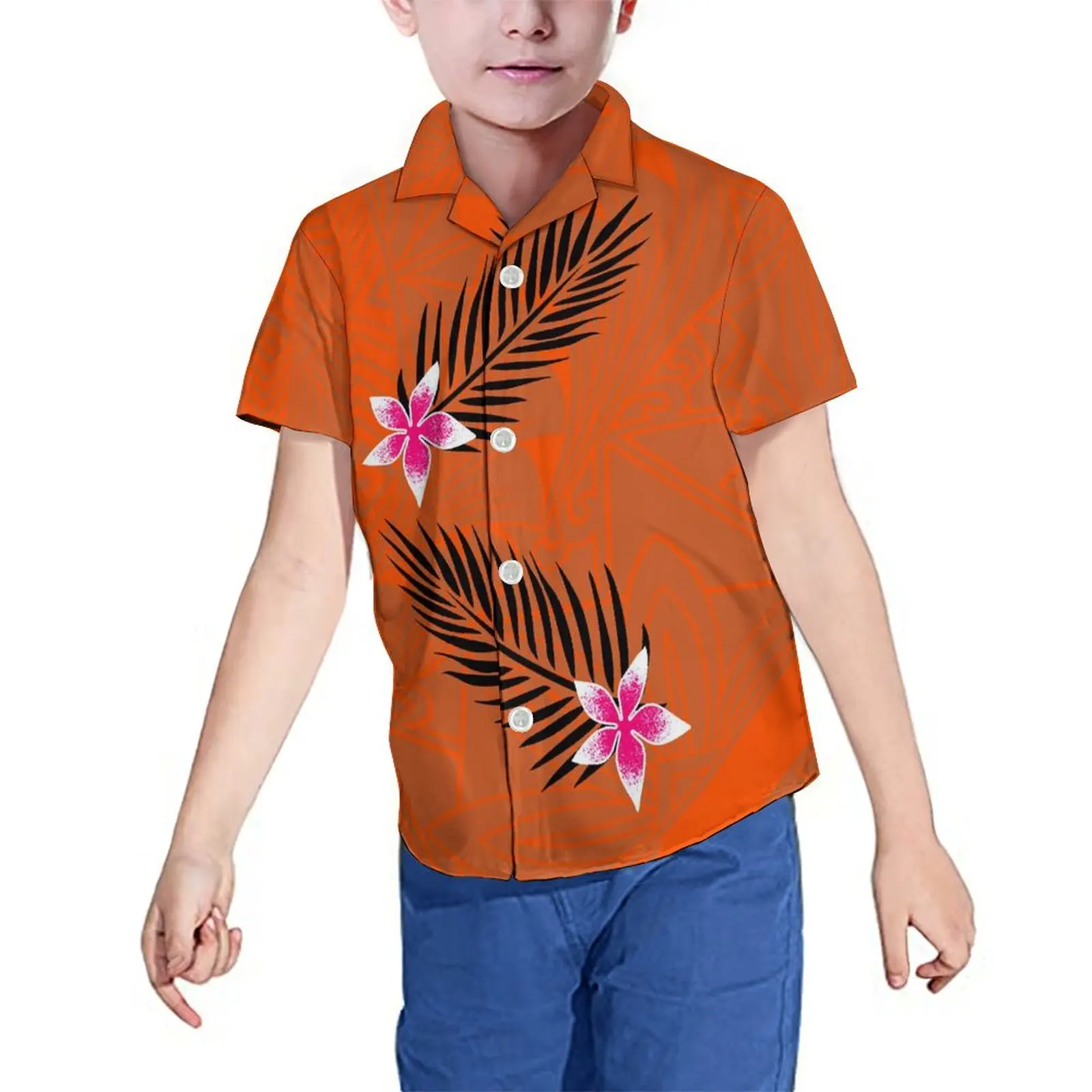 Wholesale Custom Print Toddler Boy Shirts Hawaiian Shirts Short Sleeve Button Baby Summer Kids Shirts Children Tops 2-16 Years