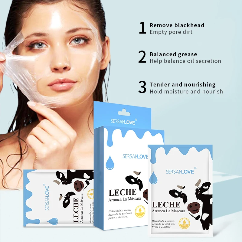 SERSANLOVE Milk Peel-off Mask Hydrating Whitening Remove Blackhead Mask Bamboo Charcoal Black Peel-off Mask