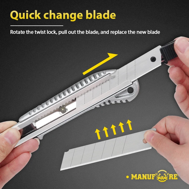 High quality precision mini portable paper box cutter alumina handle heavy duty auto lock snap off utility knife