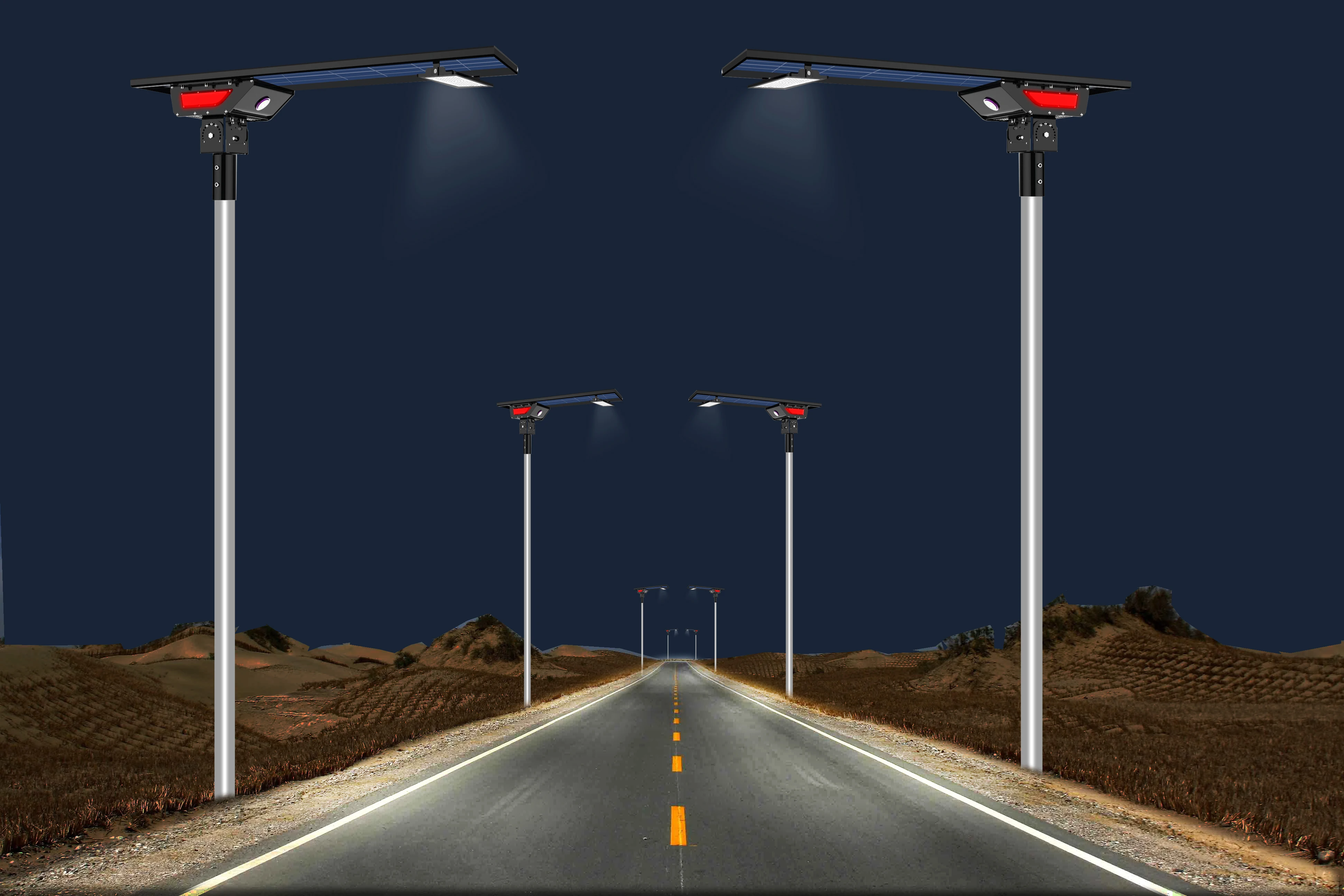 Hishine 80W 180LMW Solar Street Light 5 Years Warranty LED Solar Street Lights Outdoor Led Street Light with Solar Panel