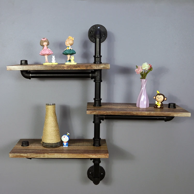 
 Винтажные 3-х слойные стойки промышленные трубы мебель деревянная труба настенная полка  