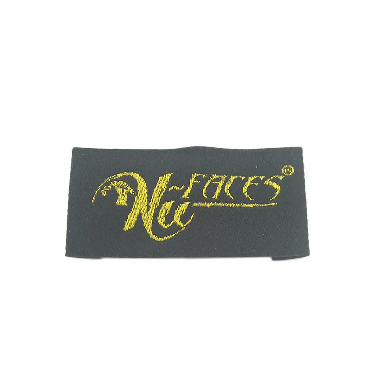 High Density Custom Brand Name Logo And Size End Folded Textile Neck Woven Tags Labels For Clothing