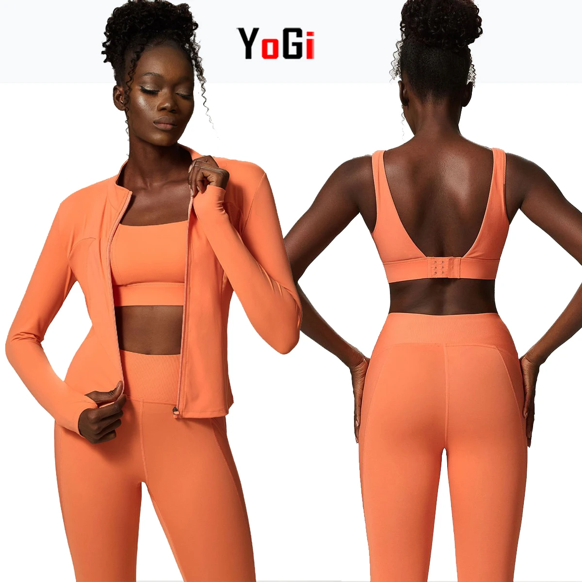 2022 New Fashion Winter 3 Piece Plus Size Ribbed Stitching Active Wear Gym Sport Bra Leggings Black Fitness Yoga Set With Jacket