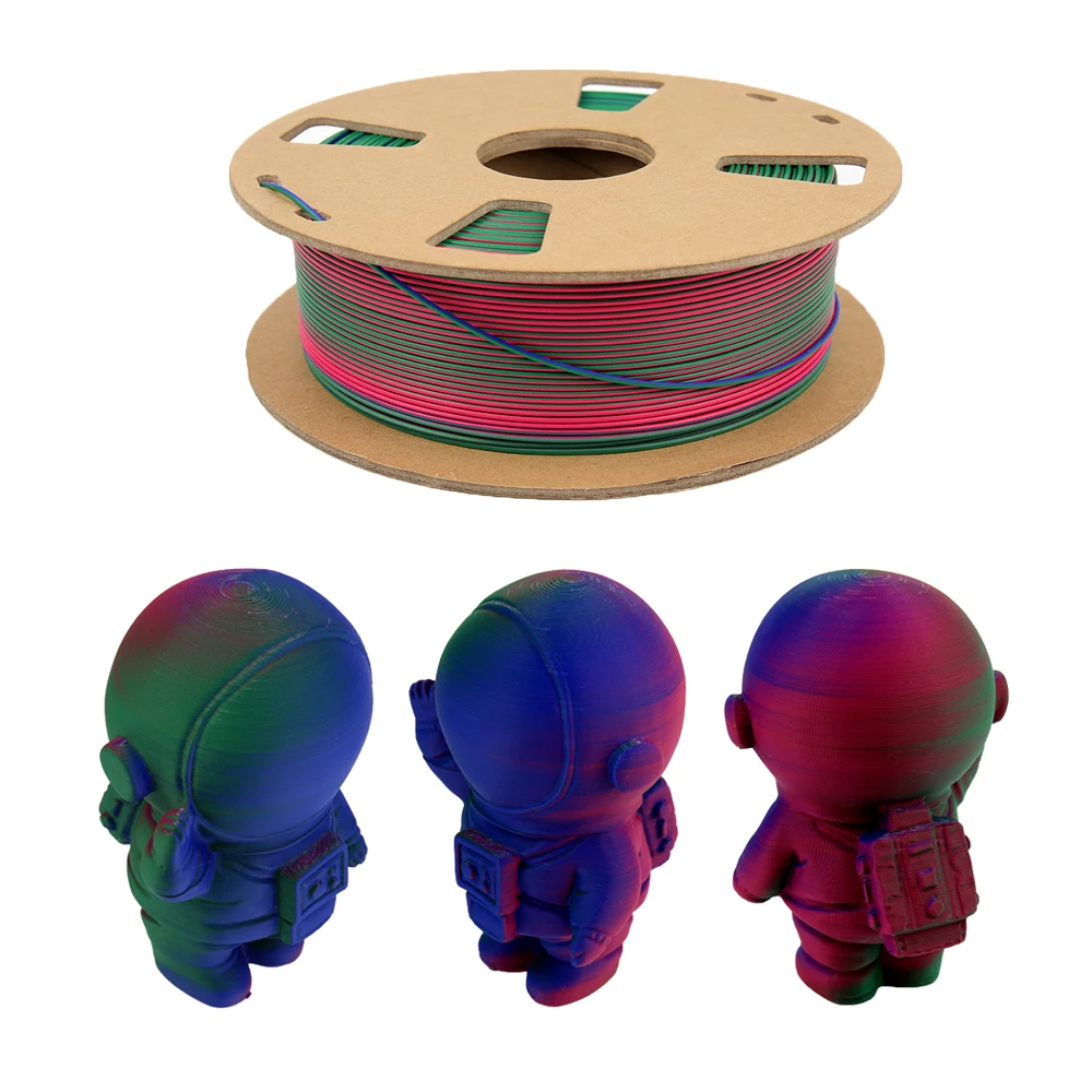 Veeology Tricolor 1kg  matte PLA  Filament Tricolor Color For 3d Printing 1.75mm 1KG dual Color filament