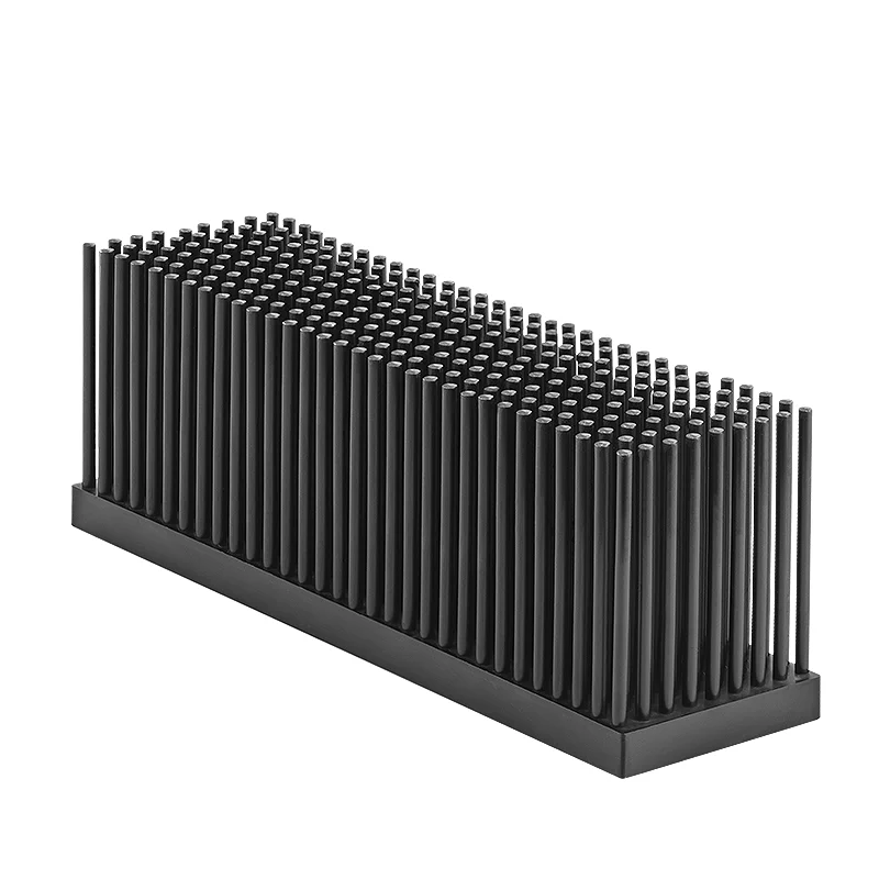 50W Length Width 200*55mm And Height 100mm Black Anodizing rectangle Led Light Aluminum Pin Fin Forged Heatsink