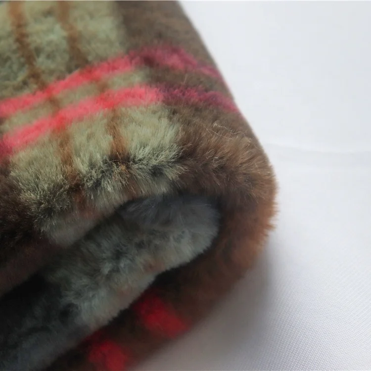 Wholesale 100% polyester High quality new product Checks rabbit faux fur fabric for home