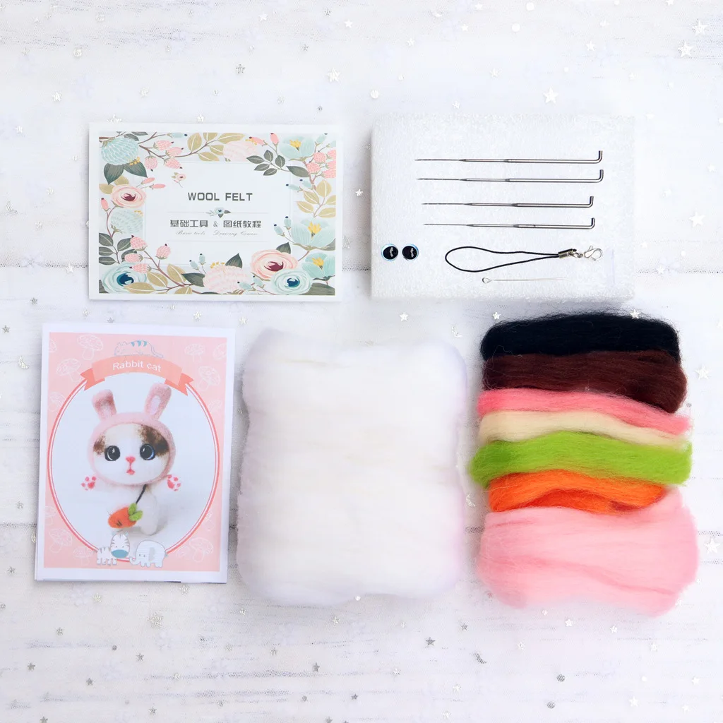 
DIY Craft Cat Animal Wool Needle Felting Kit for Kids Funny Gift 