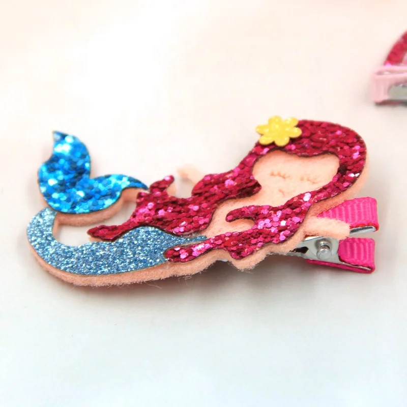 Cute rainbow unicorn accessories baby hair clips Mermaid children hair clips Angel wing snail