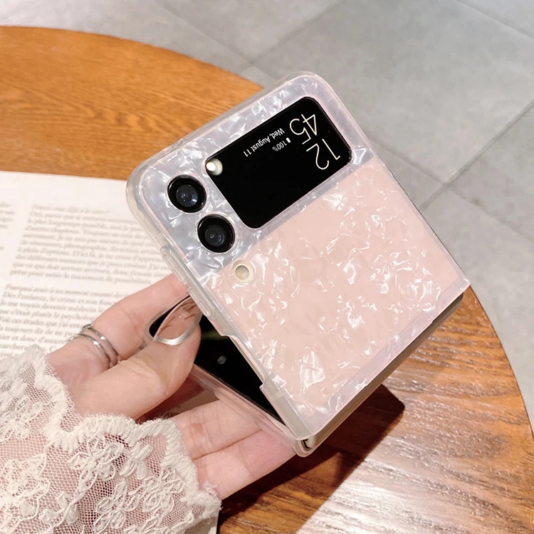 Luxury Fashion Glitter Transparent Gradient case Pattern Phone Case For Samsung Galaxy Z Flip 3 Clamshell Folding Screen
