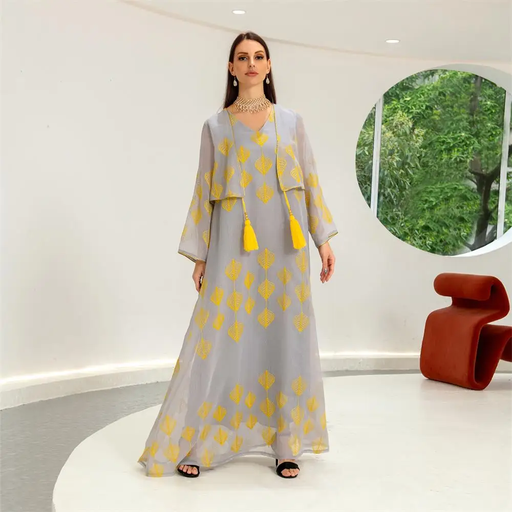 New floral jalabiya ethnic islamic clothing women habaya femme moroccan djellaba women dress