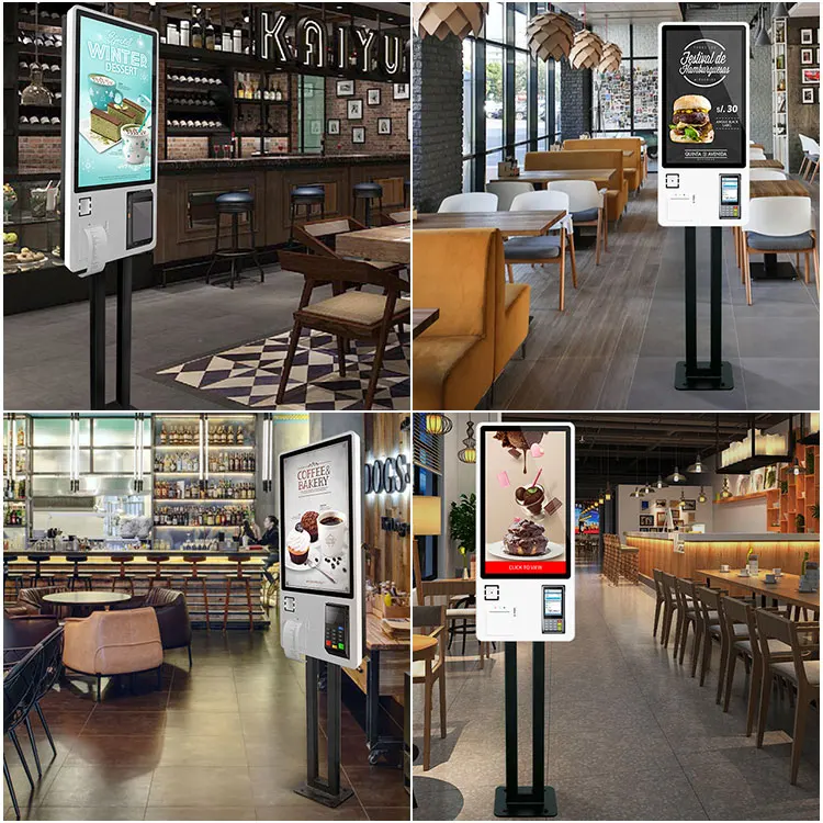 24 inch touch screen self service ordering kiosk payment machine for restaurant