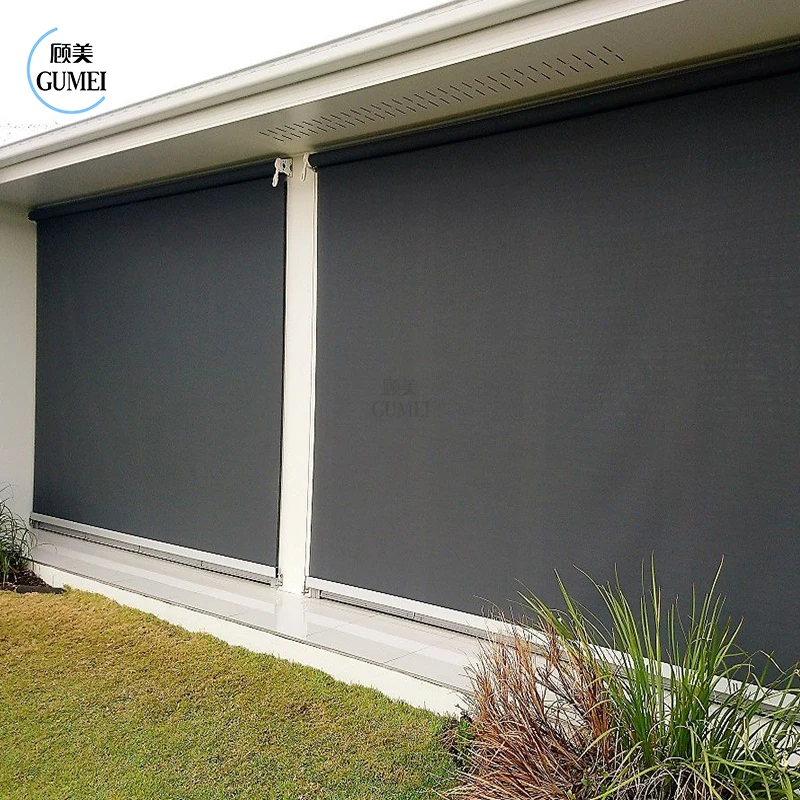 Factory Price Garden Outdoor Motorized Zipper Track Screens Blinds Shade Roller Shutters Curtains