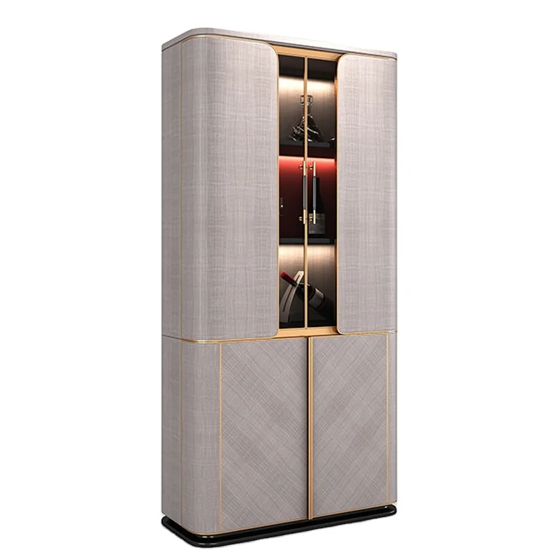 Customized High-End Living Room Home Light Luxury Stainless Steel Liquor Cabinet