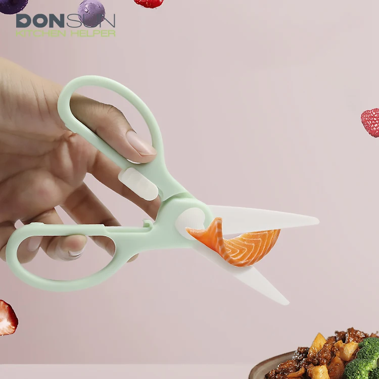 professional Baby Food ceramic scissors With plastic sheath