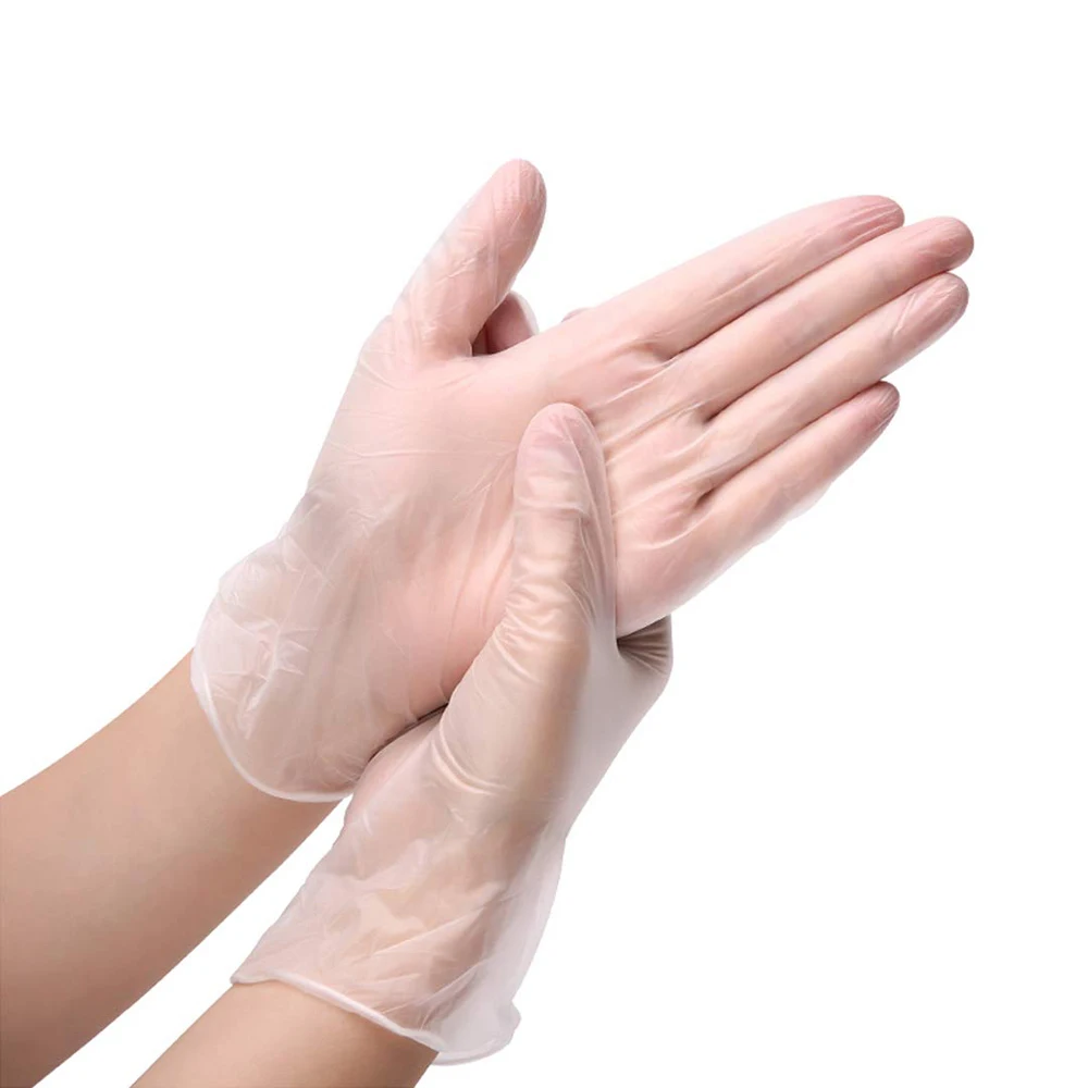 GLOVEMAN clear powder latex free waterproof oil touchscreen examination laboratory household PVC vinyl disposable gloves