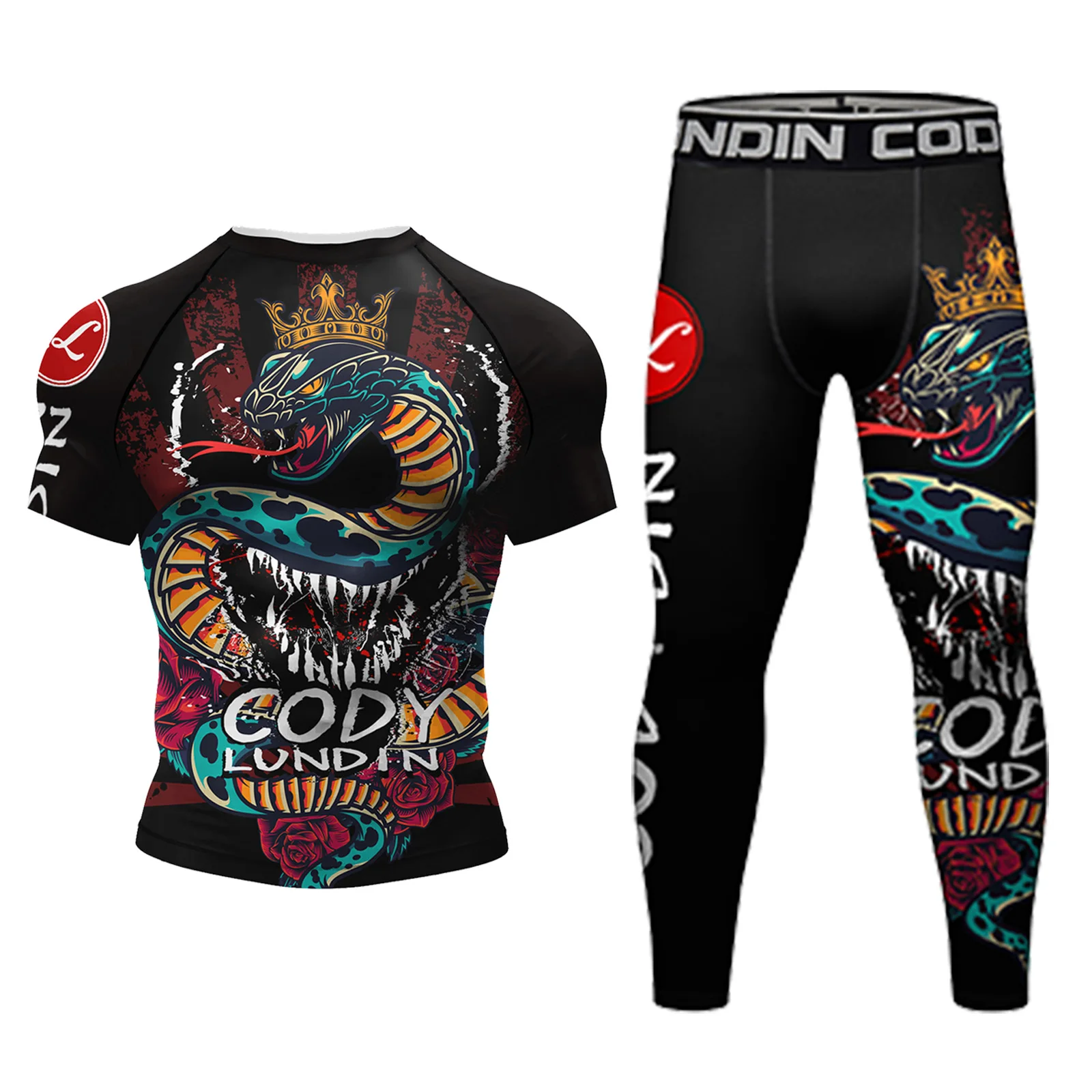Men MMA Compression Sports Suit Rash Guard T-shirt+Pant Set Training MMA Kit Rashguard Boxing Sportswear Jogging Running Clothes