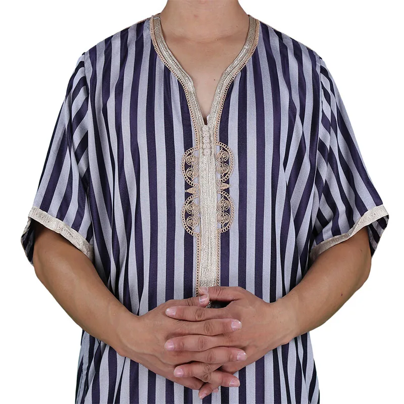 2024 Stripe Design Morocco Style With Beautiful Embroidery  Size 54-62  For Islamic Men